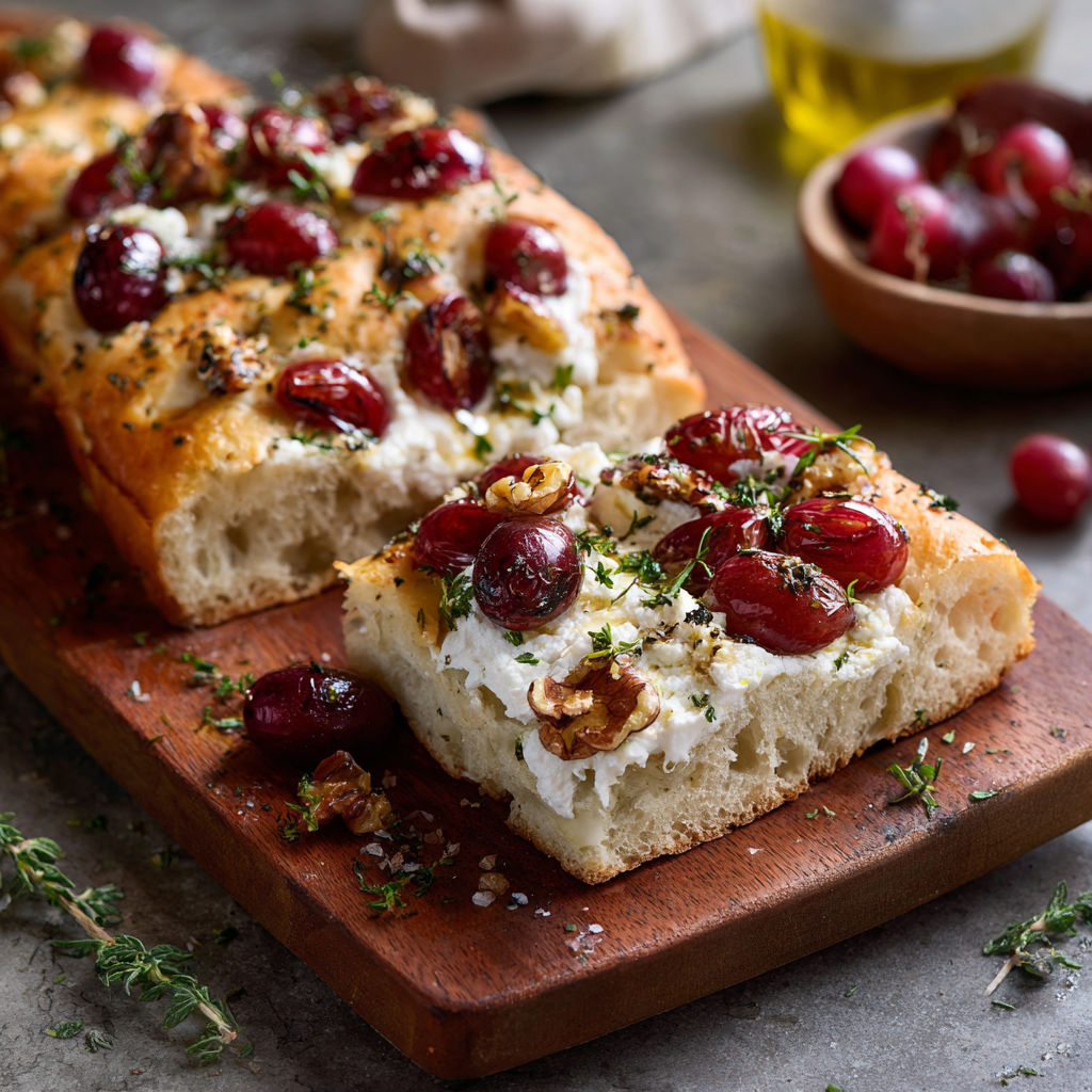 A slice of bread with cheese and cherries on it.
