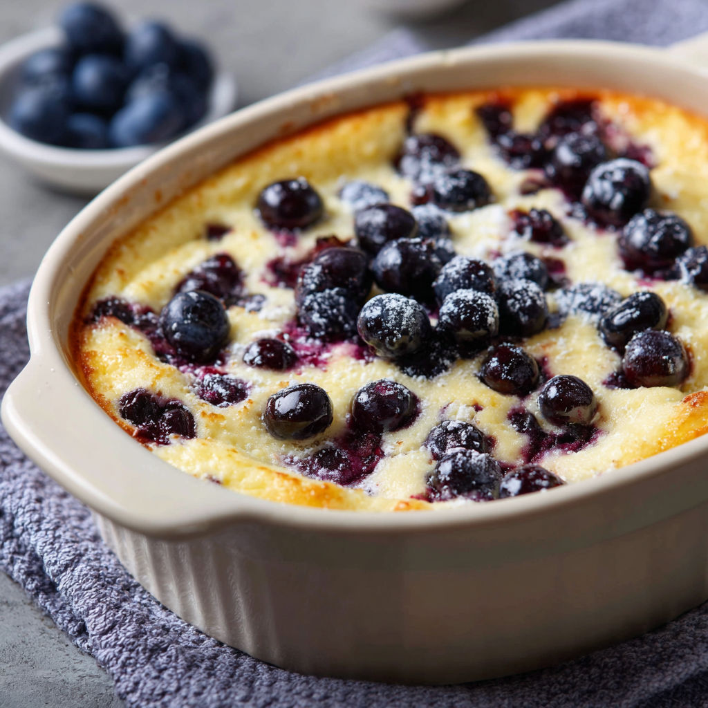 A white bowl filled with a blueberry cake.