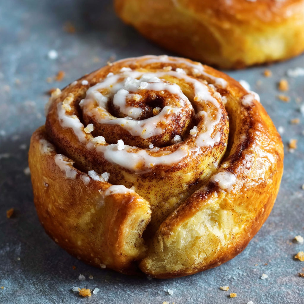 A zimtschnecken pastry on a table.
