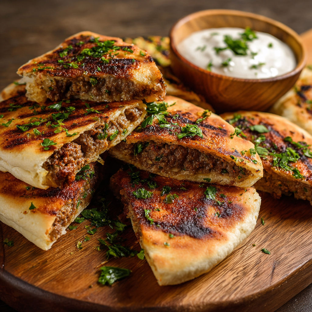A plate of food with a bowl of dip.
