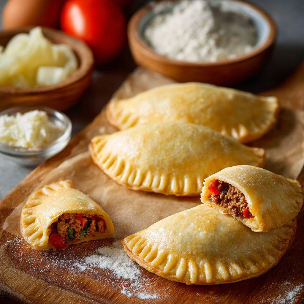 Empanadas on a table.