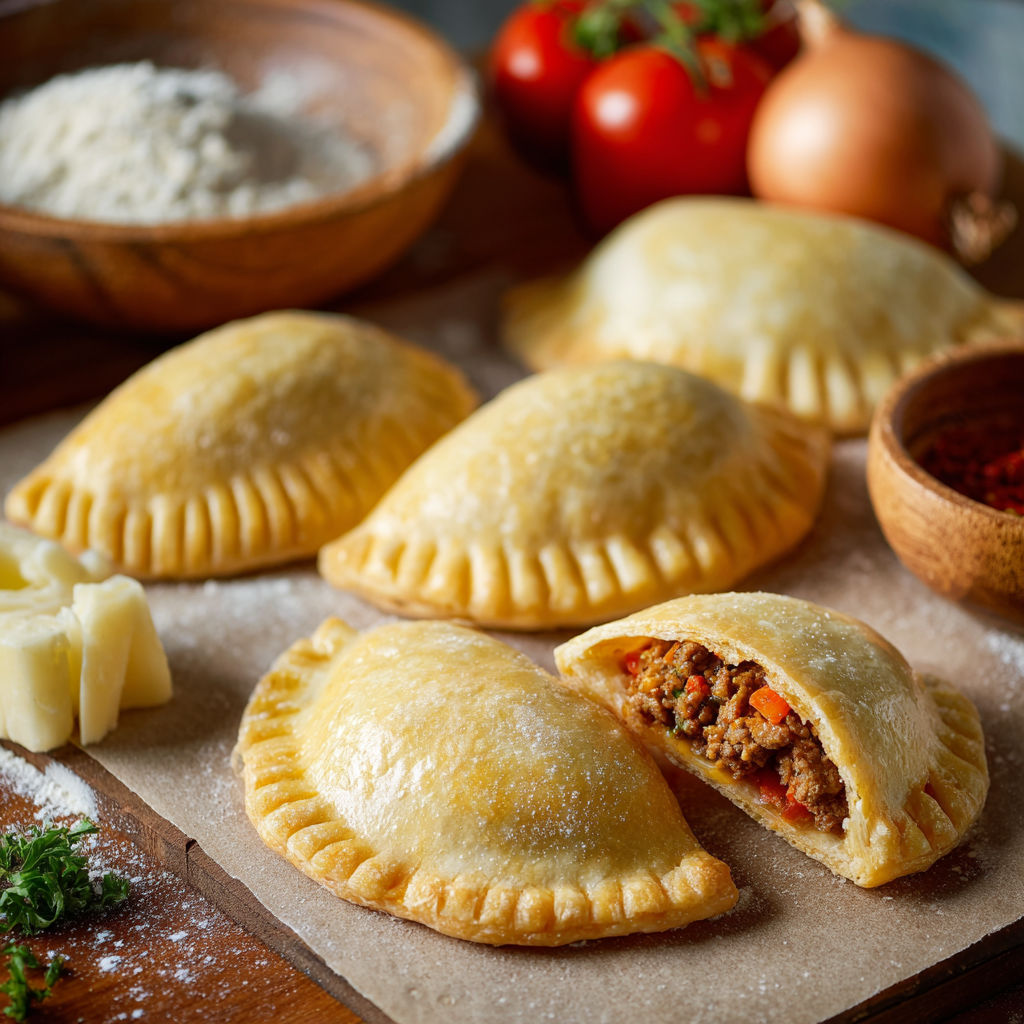 Empanadas on a table.