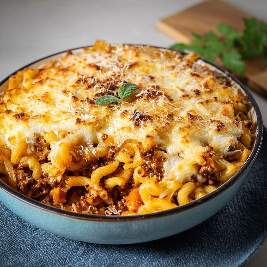A bowl of macaroni and cheese.