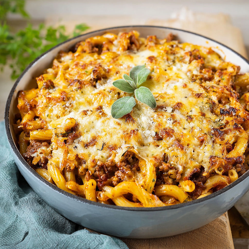 A bowl of macaroni and cheese.