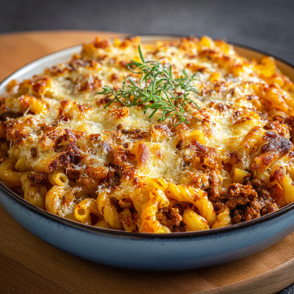 A bowl of macaroni and cheese.