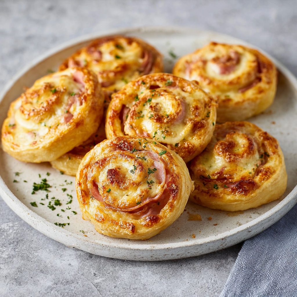 A plate of Schinken-Käse-Schnecken.