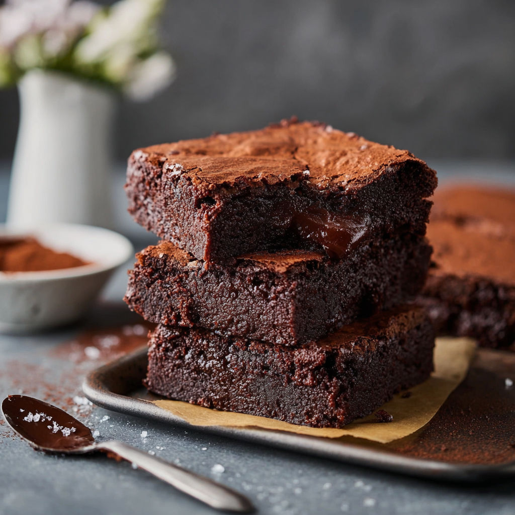 A plate of chocolate cake with a spoon on it.