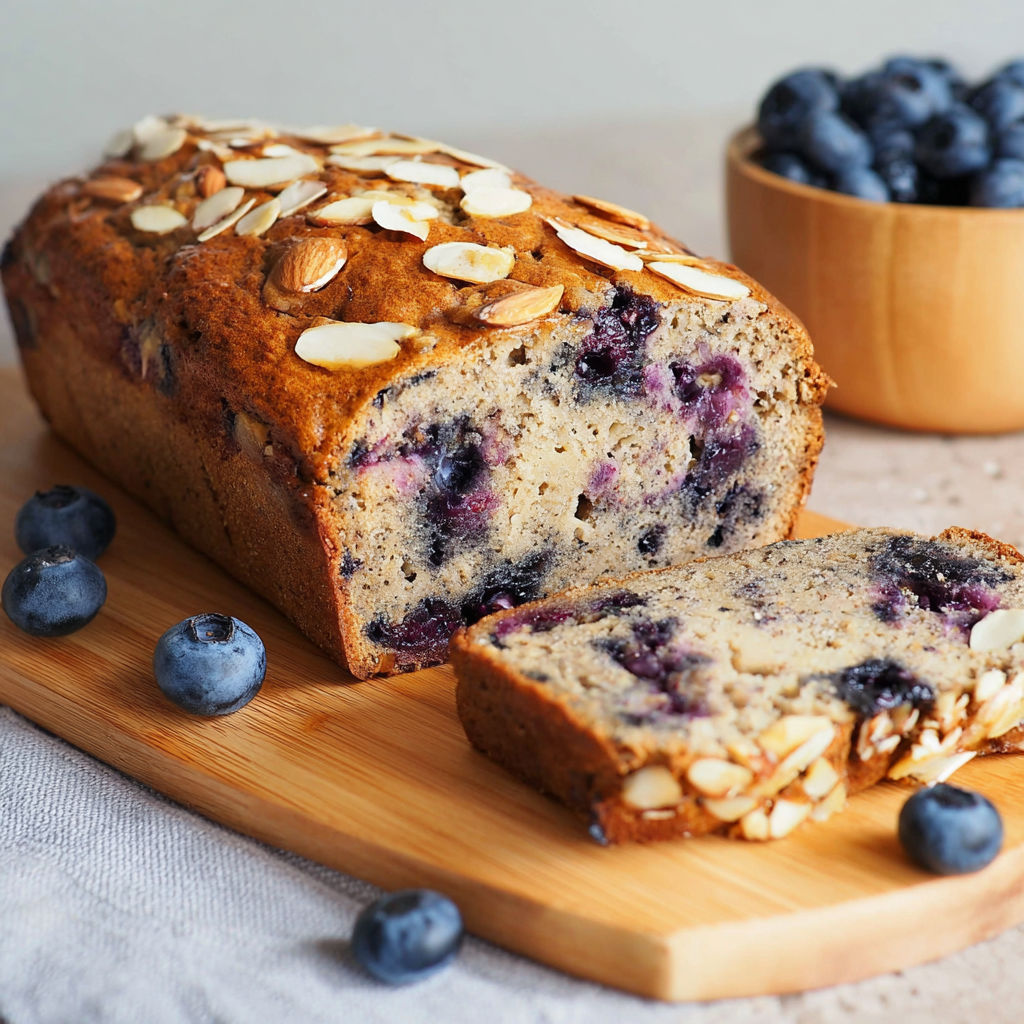 A loaf of bread with blueberries on top.