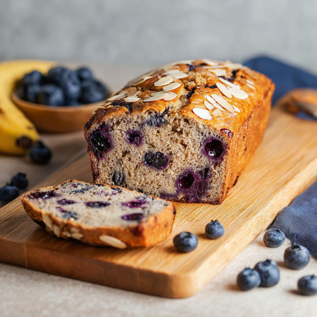 A loaf of bread with blueberries on top.