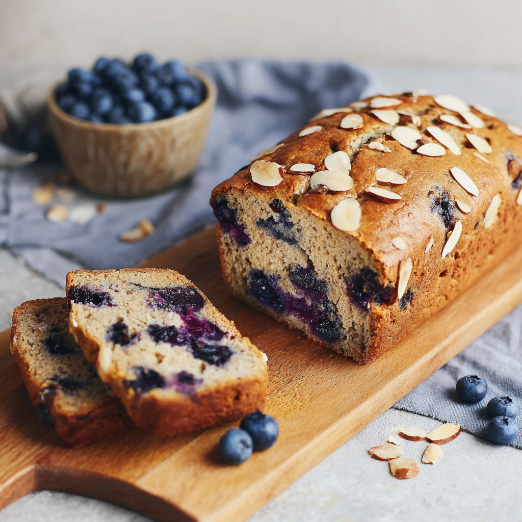 A loaf of bread with blueberries on top.