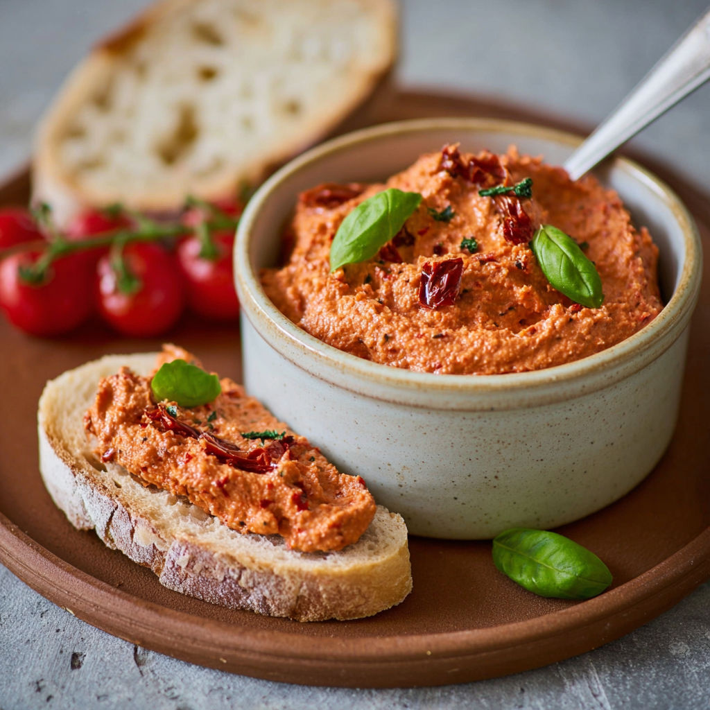 A bowl of red tomatoes with basil on top.