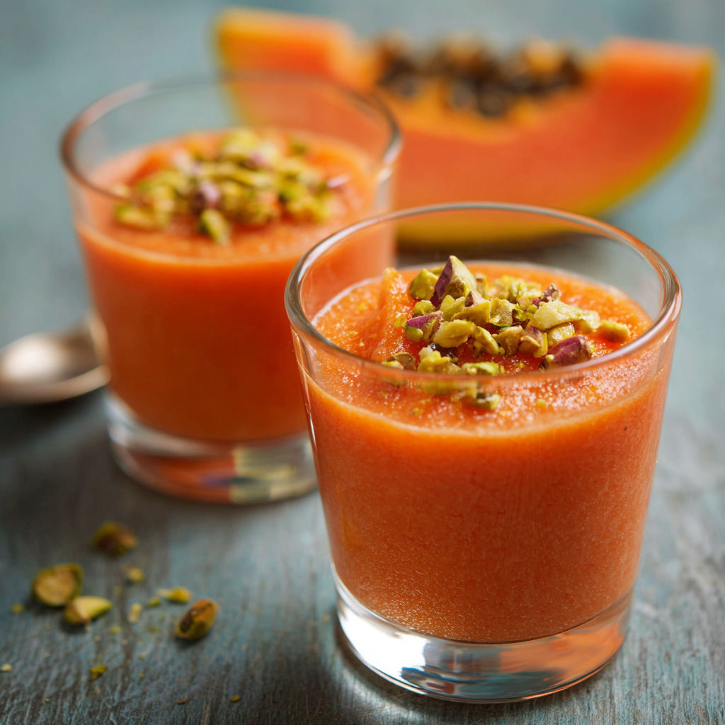 Two glasses of papaya smoothie.