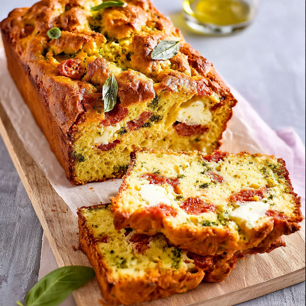 A loaf of bread with chorizo and cheese.