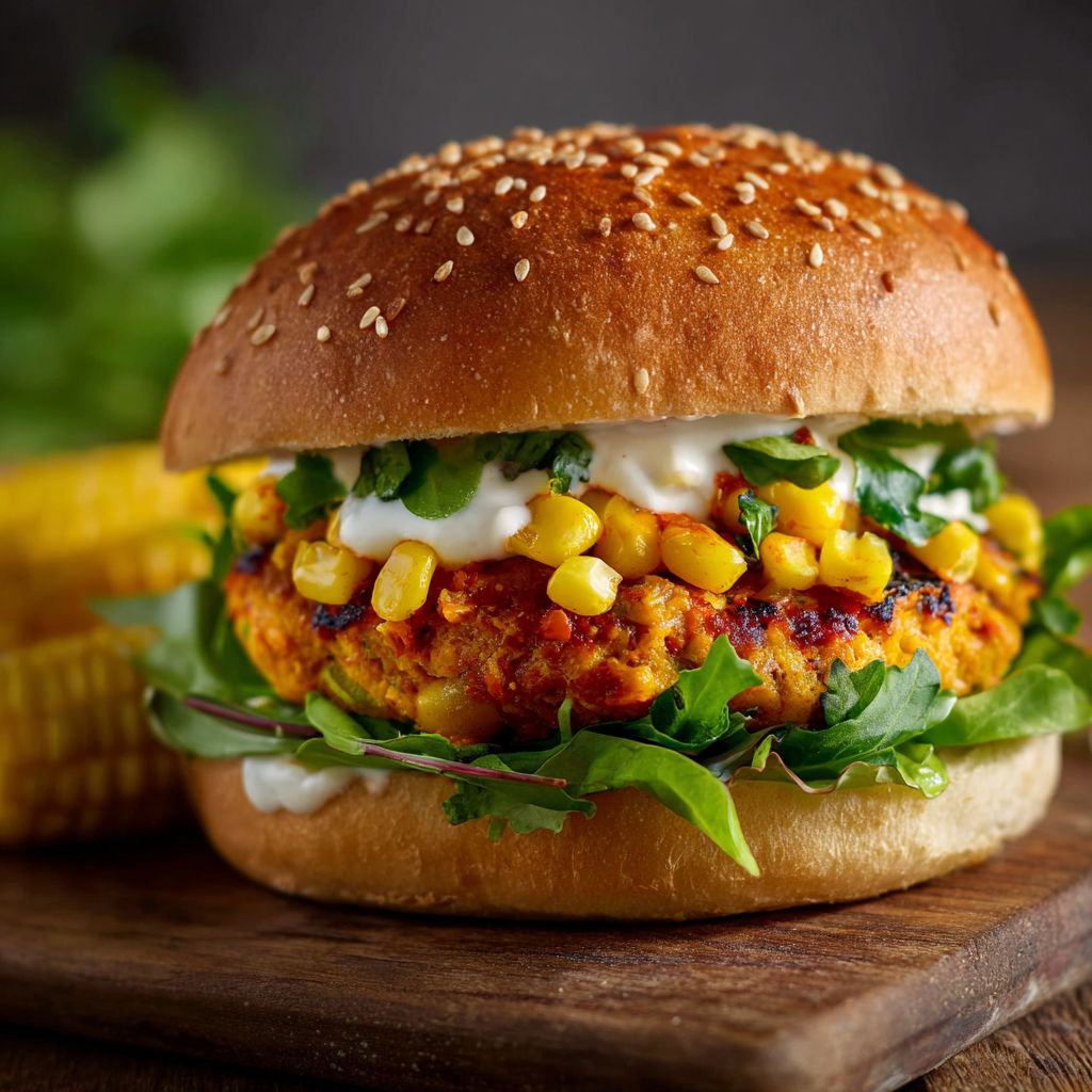 A sandwich with lettuce, tomato, and corn on the cob.
