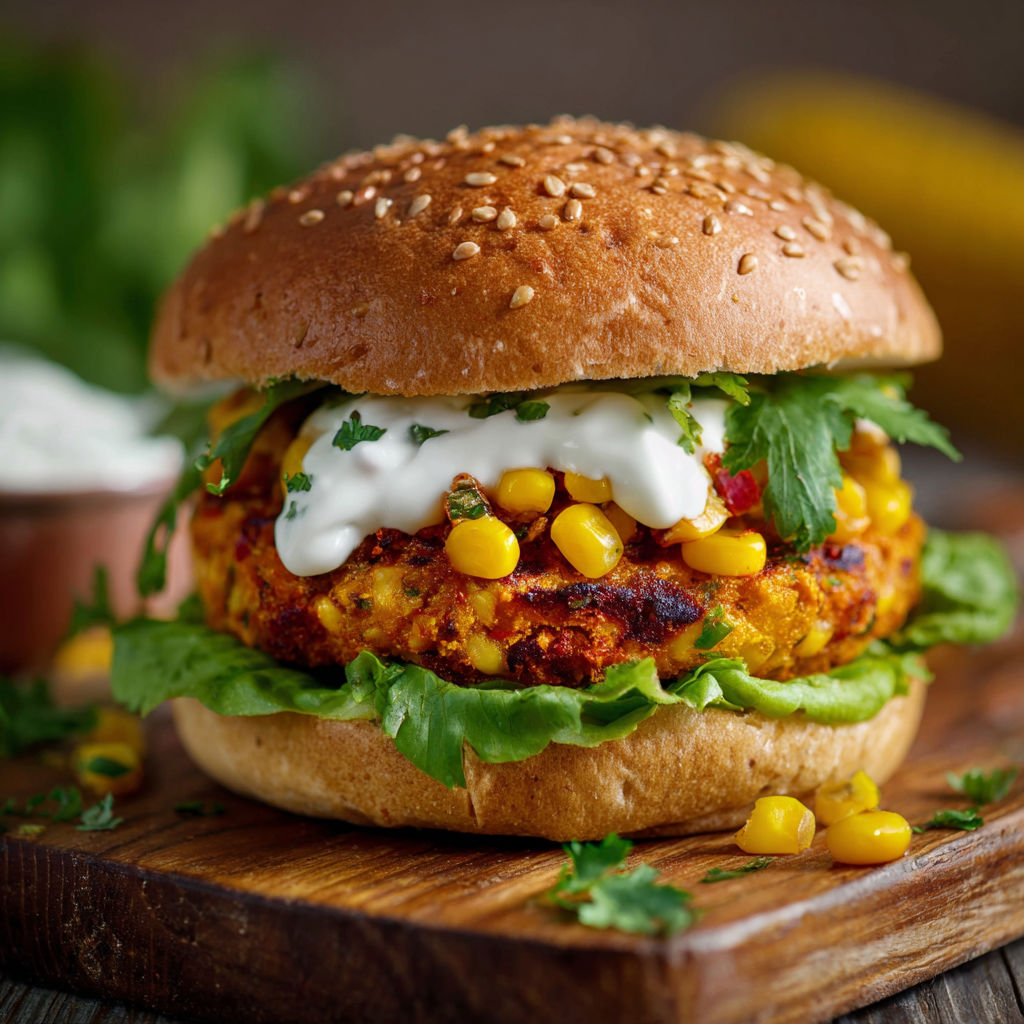 A burger with lettuce, tomato, and cheese.