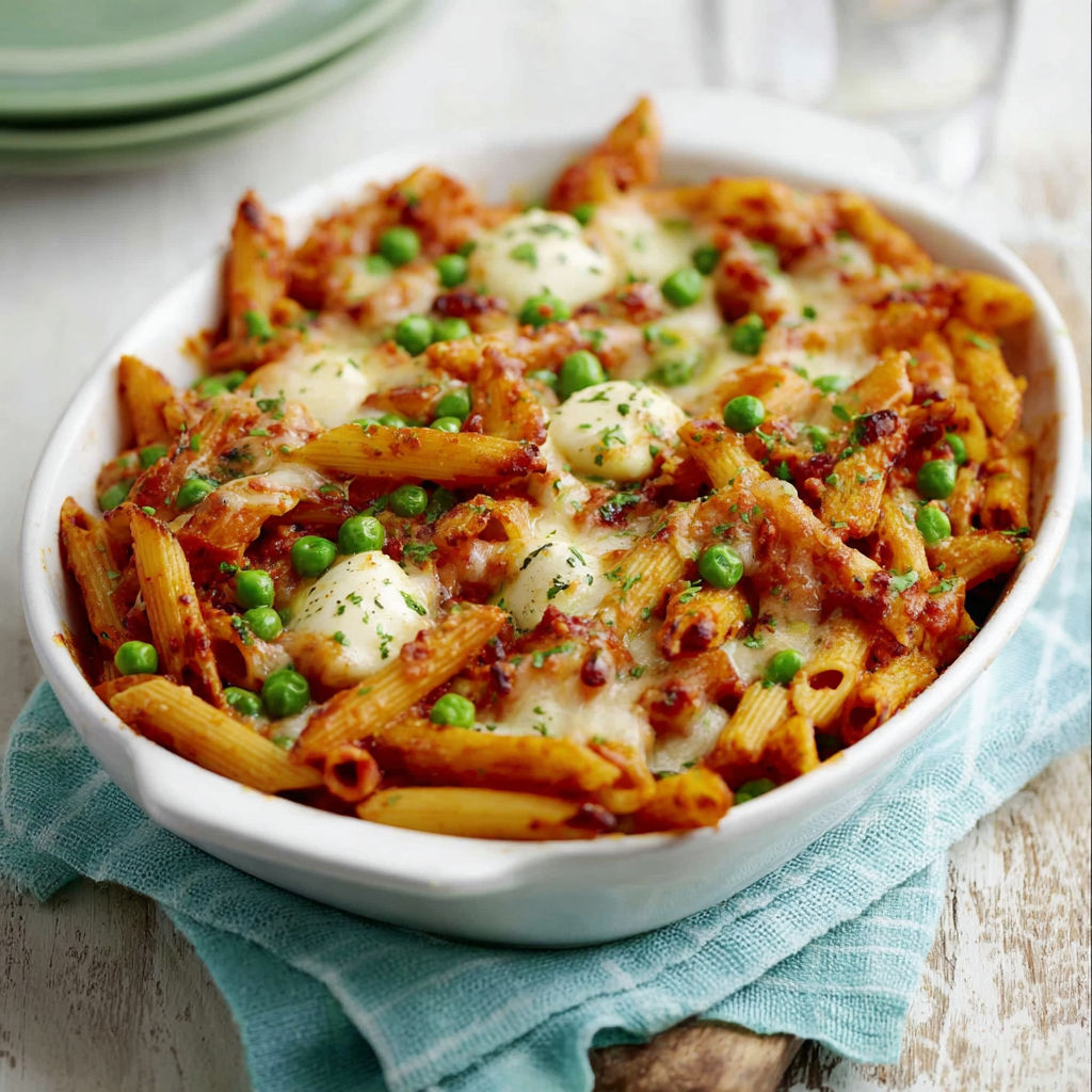 A bowl of pasta with peas and cheese.