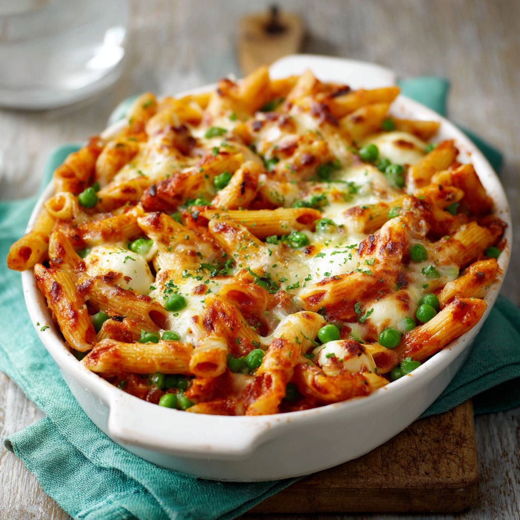 A bowl of pasta with cheese and peas.