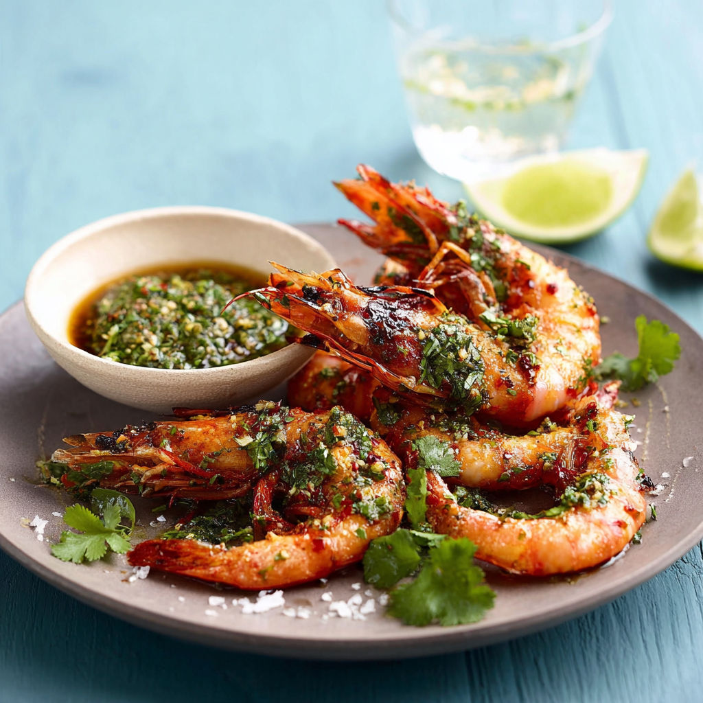 A plate of shrimp with a dipping sauce.