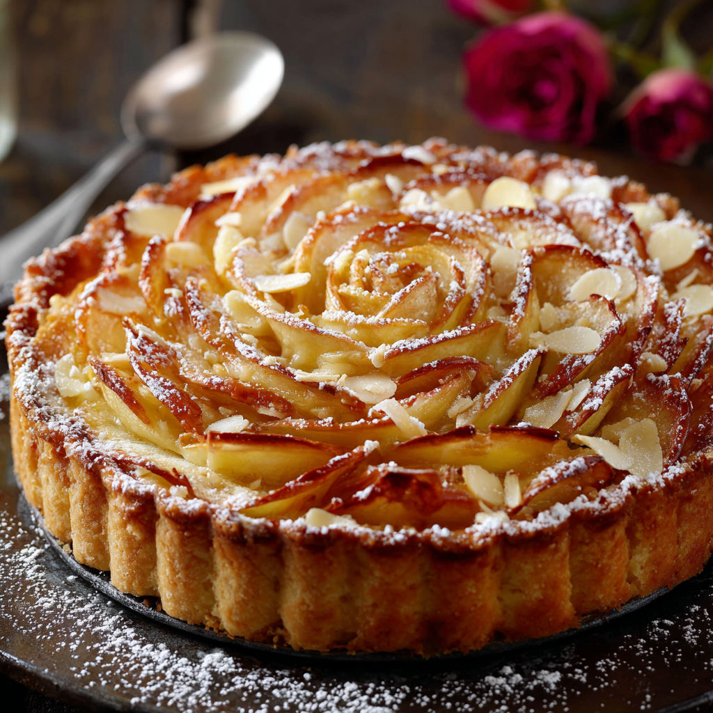 A slice of apple pie with a dollop of vanilla cream.