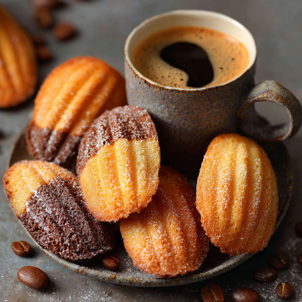 A cup of coffee with a plate of pastries.