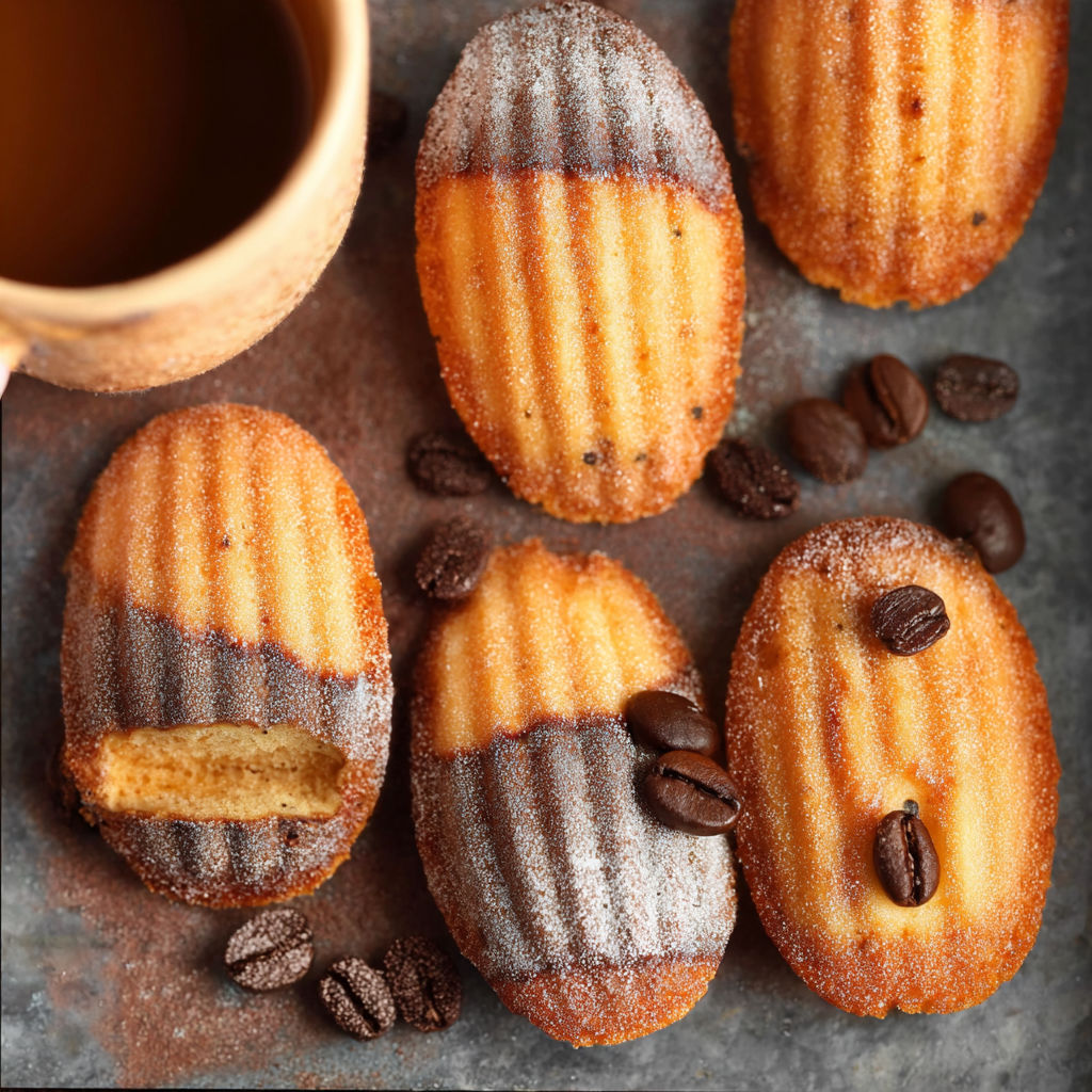 A plate of Kaffee-Madeleines mit Vanille.