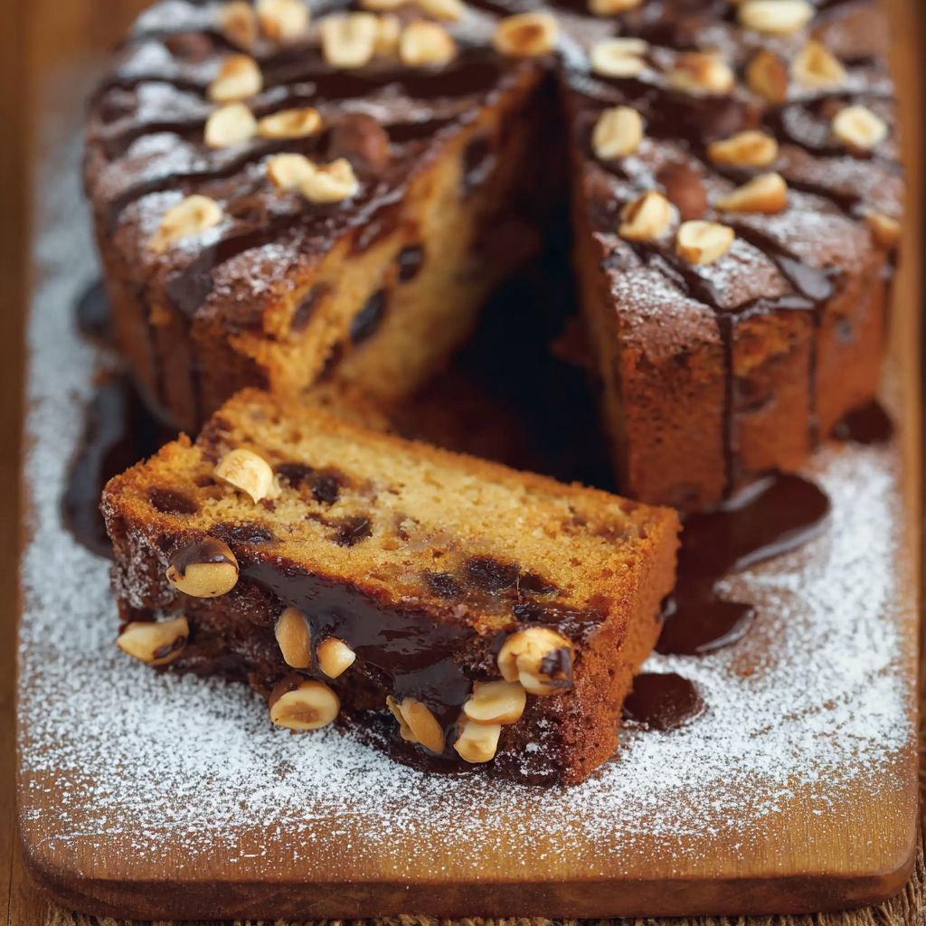 A slice of marronicake with nuts.