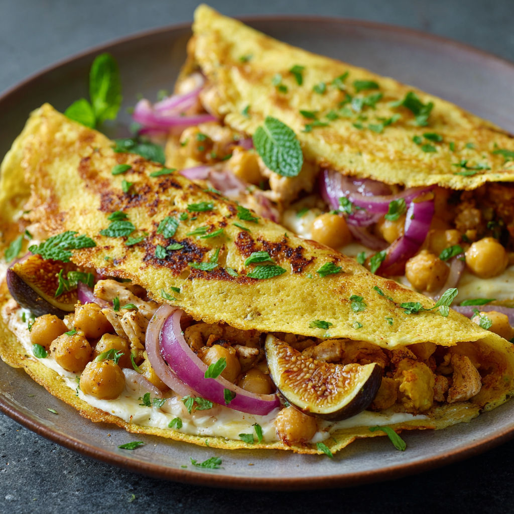 A plate of food with chickpeas and onions.