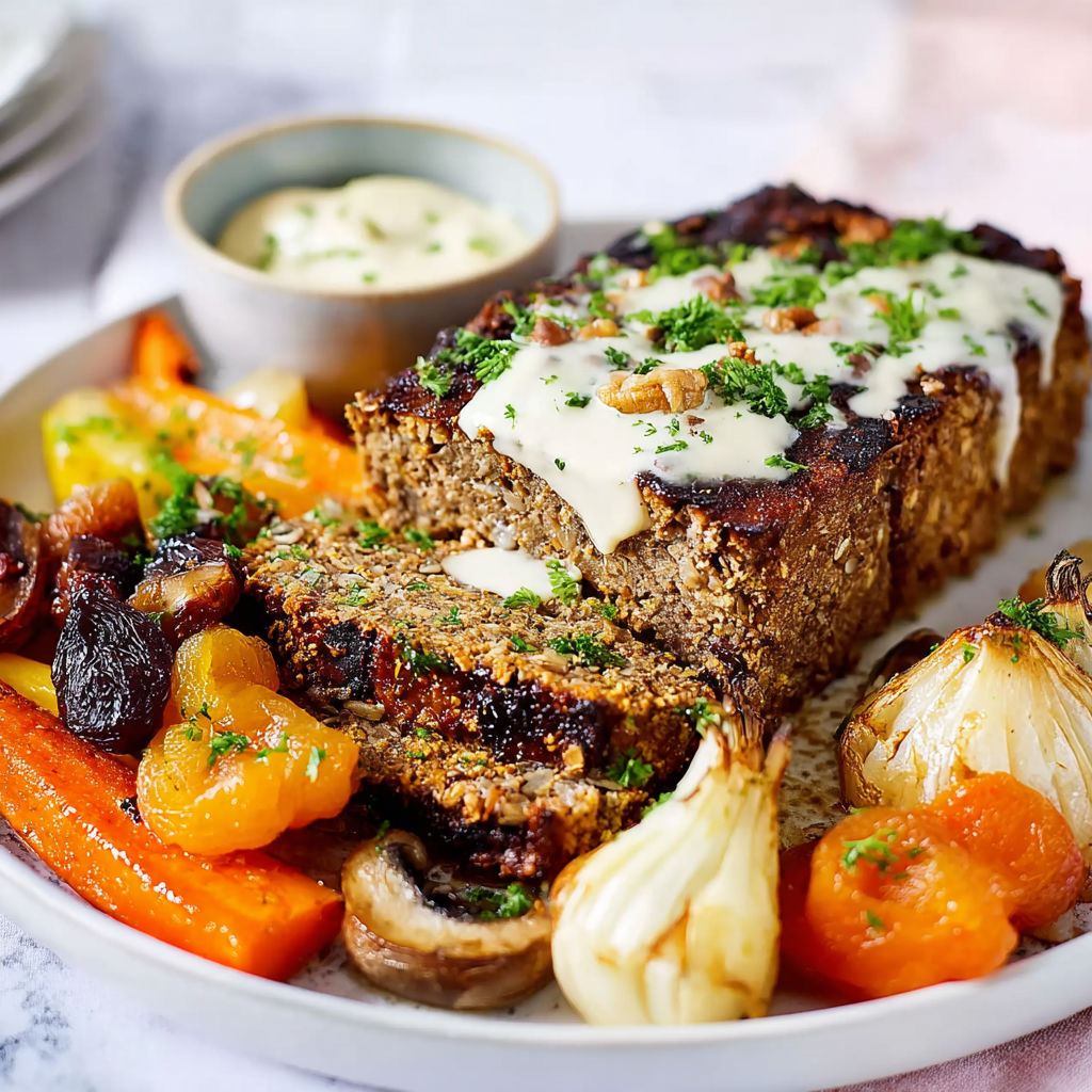 A plate of food with meat, vegetables, and sauce.
