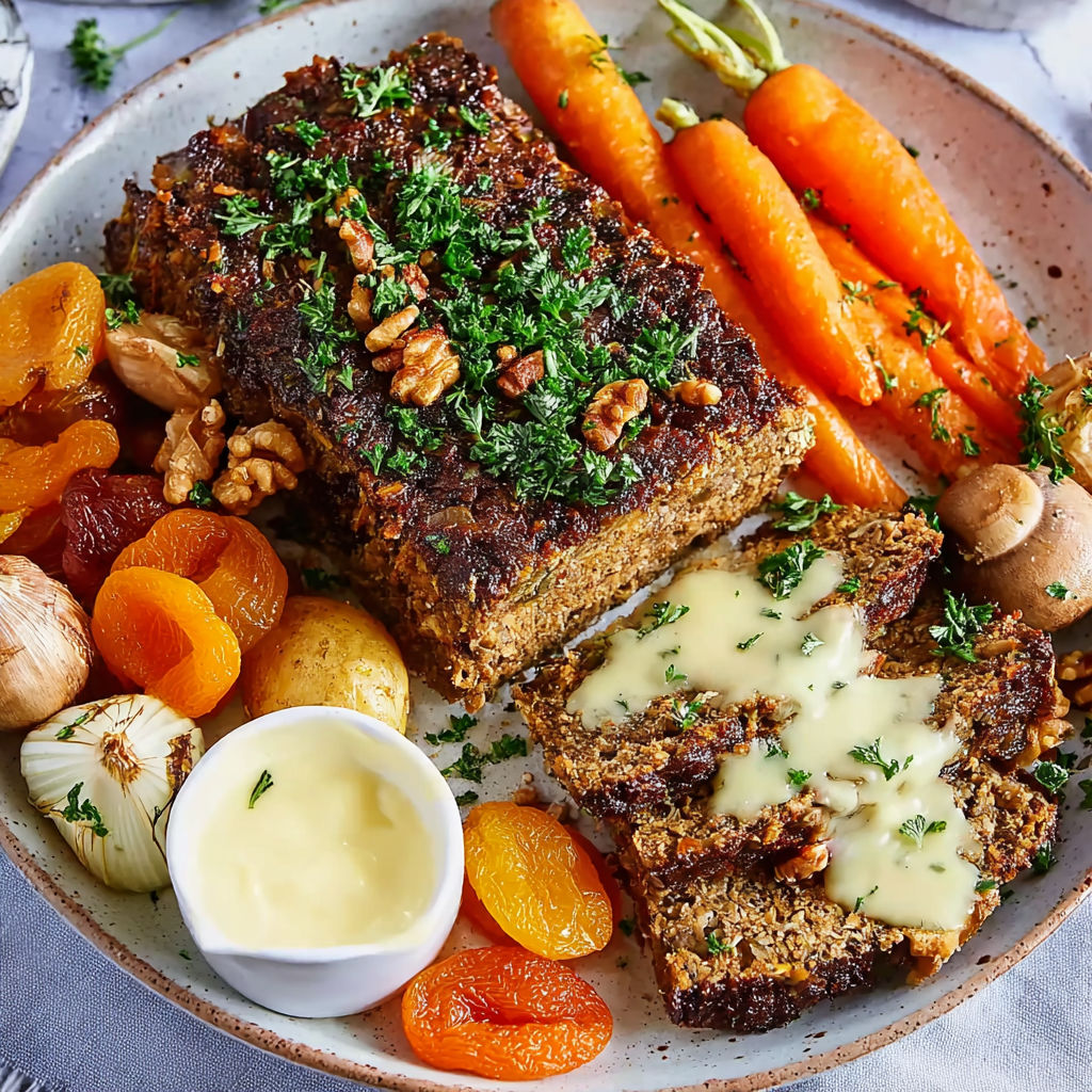 A plate of food with meat, vegetables, and cheese.