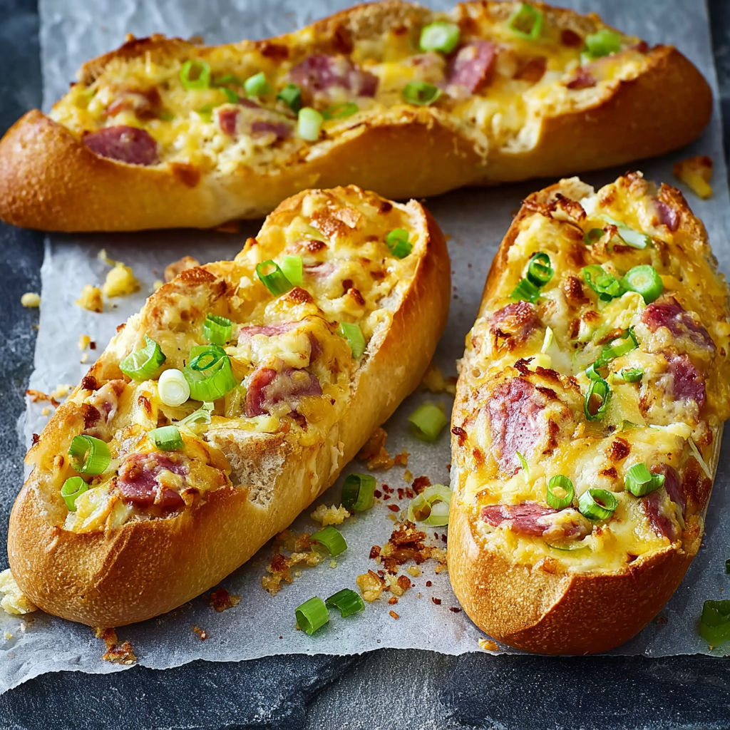 Two pieces of bread with cheese and vegetables.