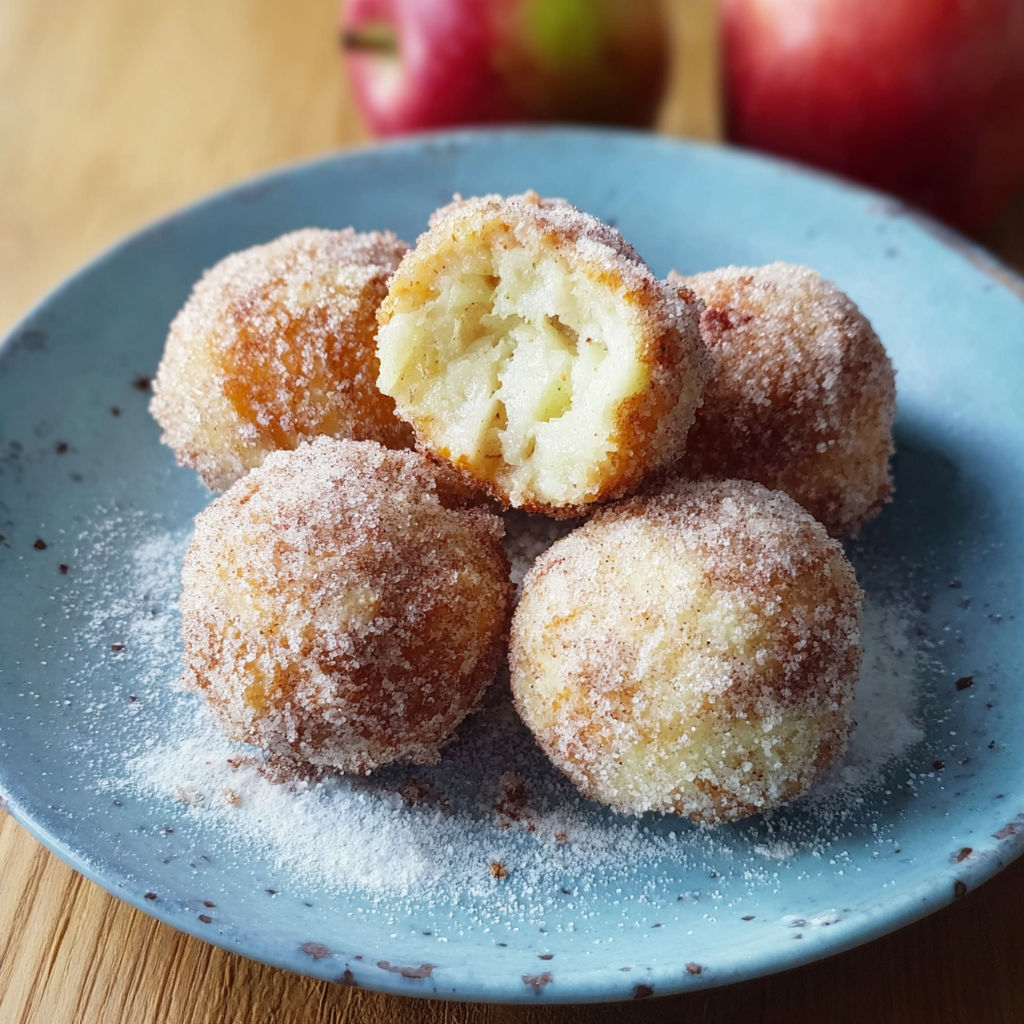 A plate of sugar coated donuts.