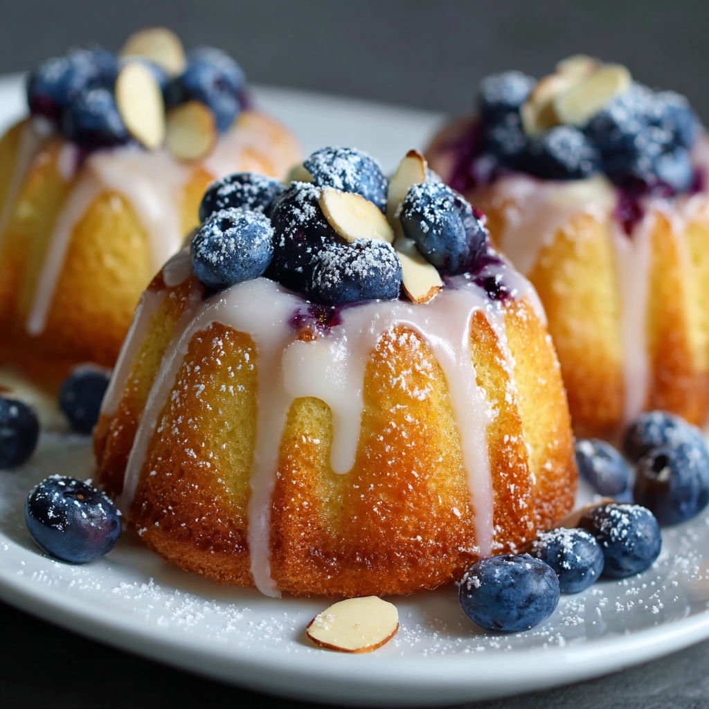 A cake with blueberries and almonds on top.