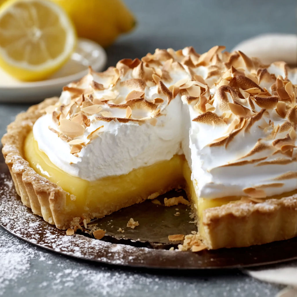 A slice of lemon meringue pie.
