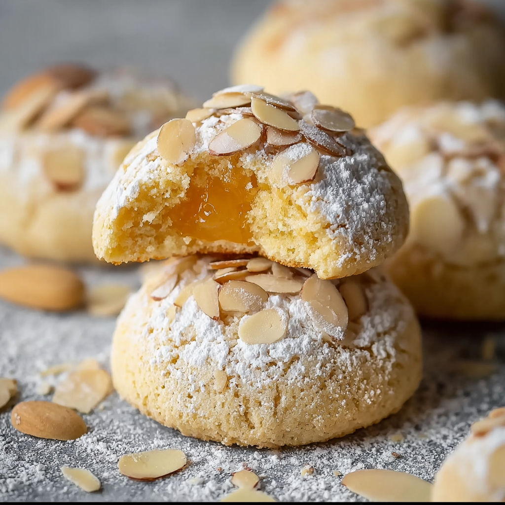 A pastry with almonds on top.