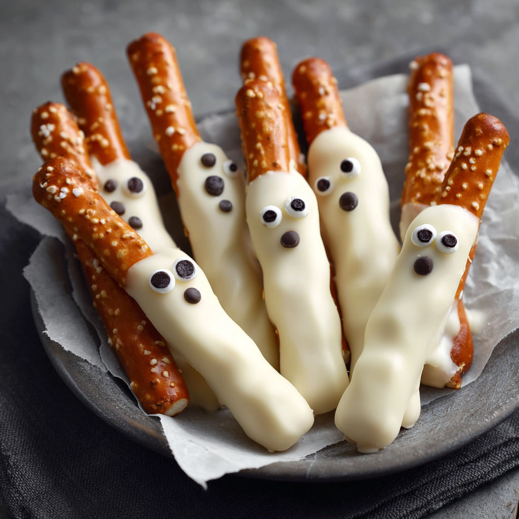 A plate of food with a spooky face on it.