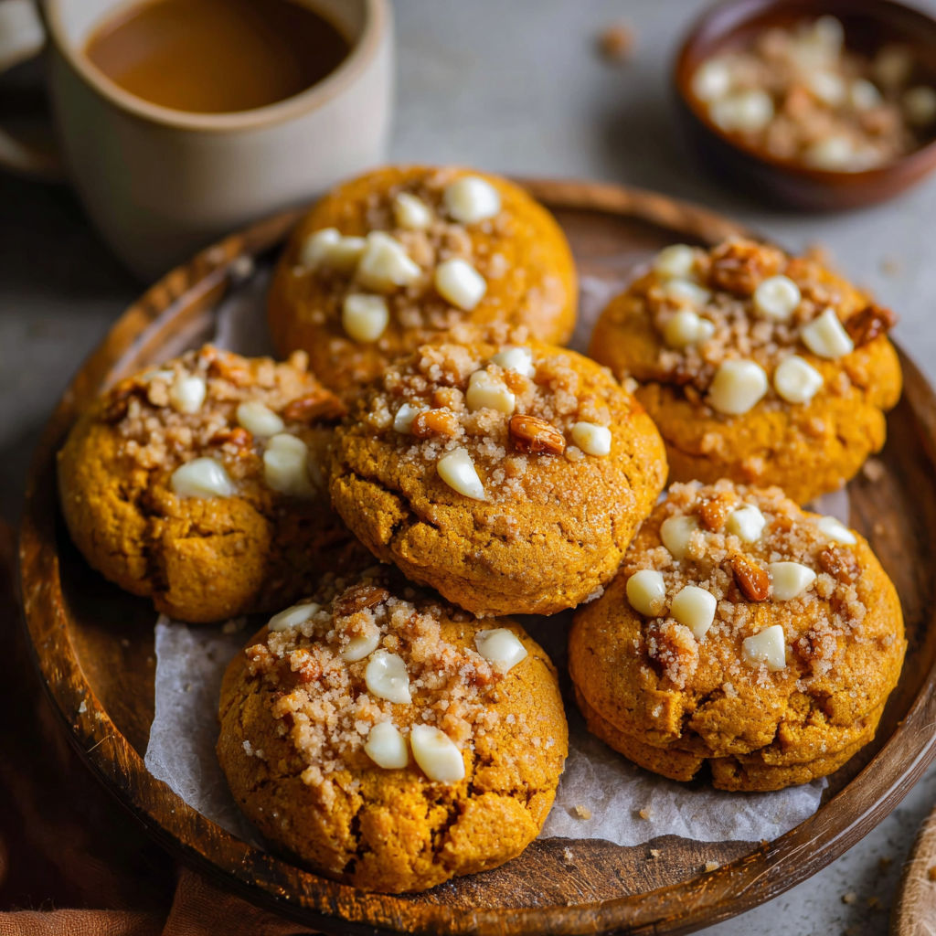 A plate of cookies with white icing and nuts.