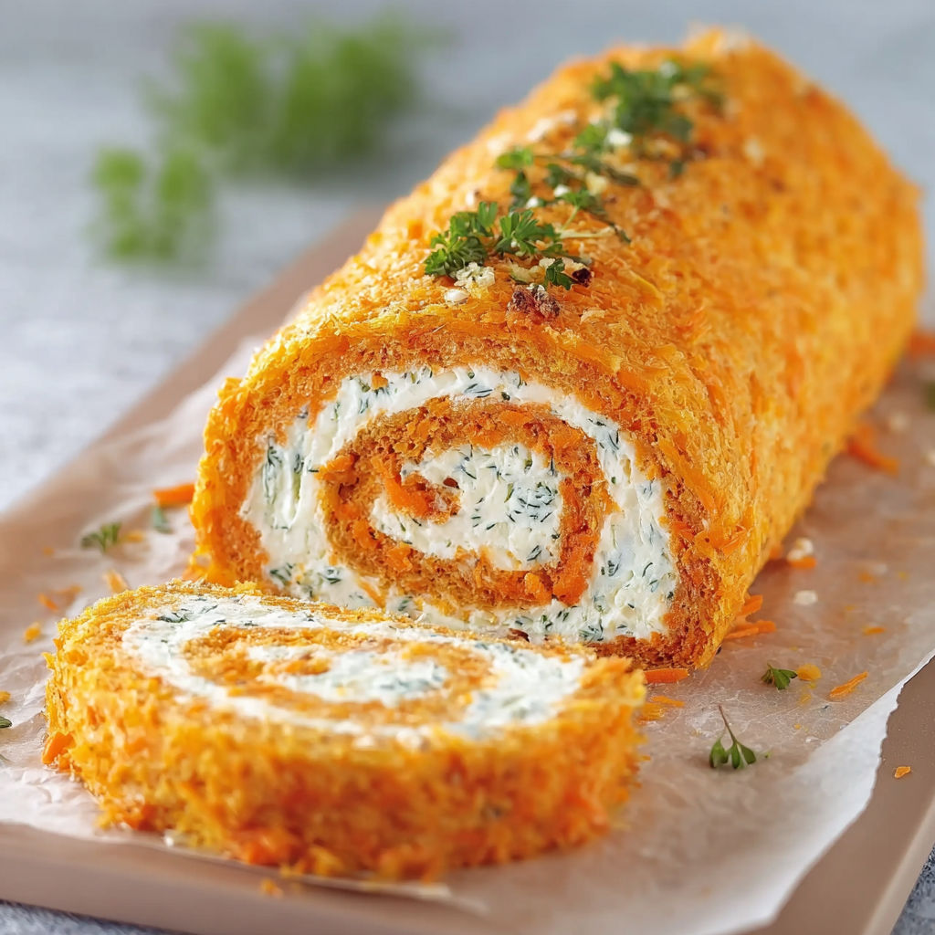 A roll of food with a green topping.