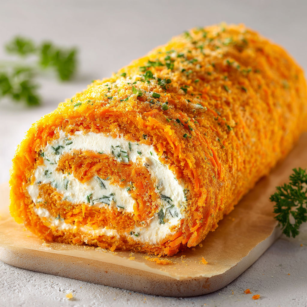 A roll of cheese with herbs on it.
