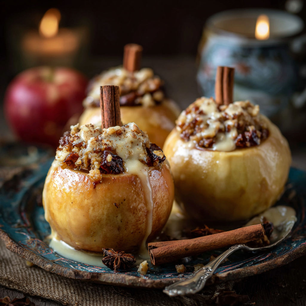 Three Bratapfel Klassisch apples with cinnamon and sugar.