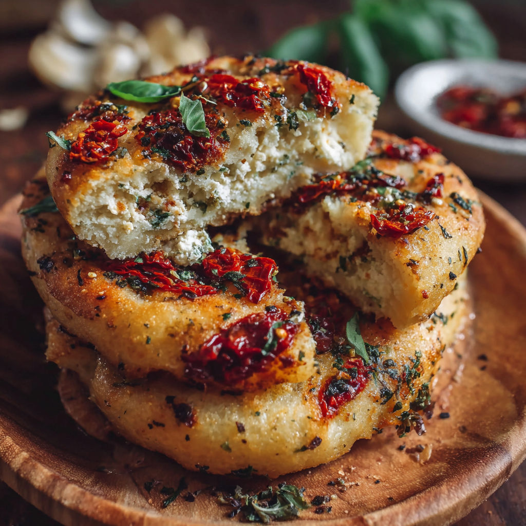 A piece of bread with red peppers and cheese on it.