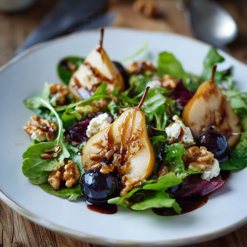 A plate of food with a salad and apples.
