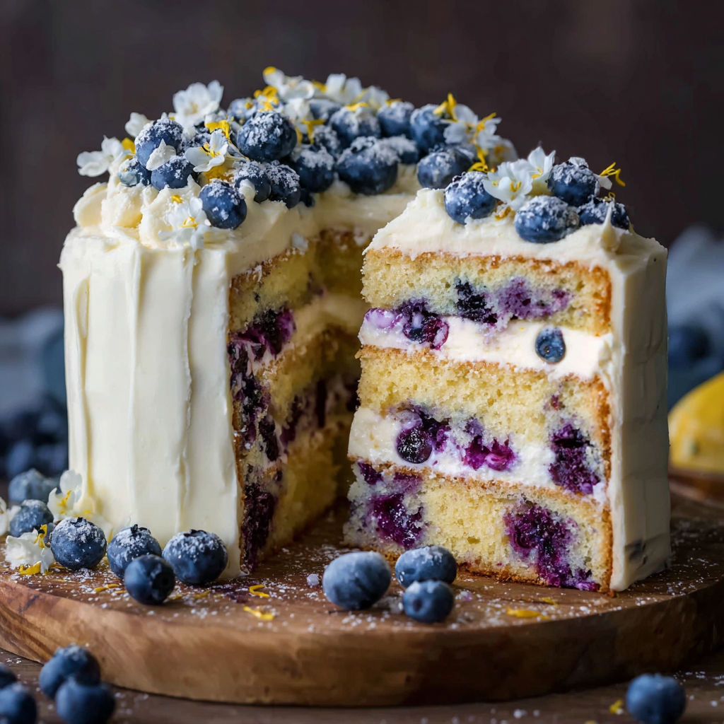 A slice of Blaubeer-Zitronen-Torte.