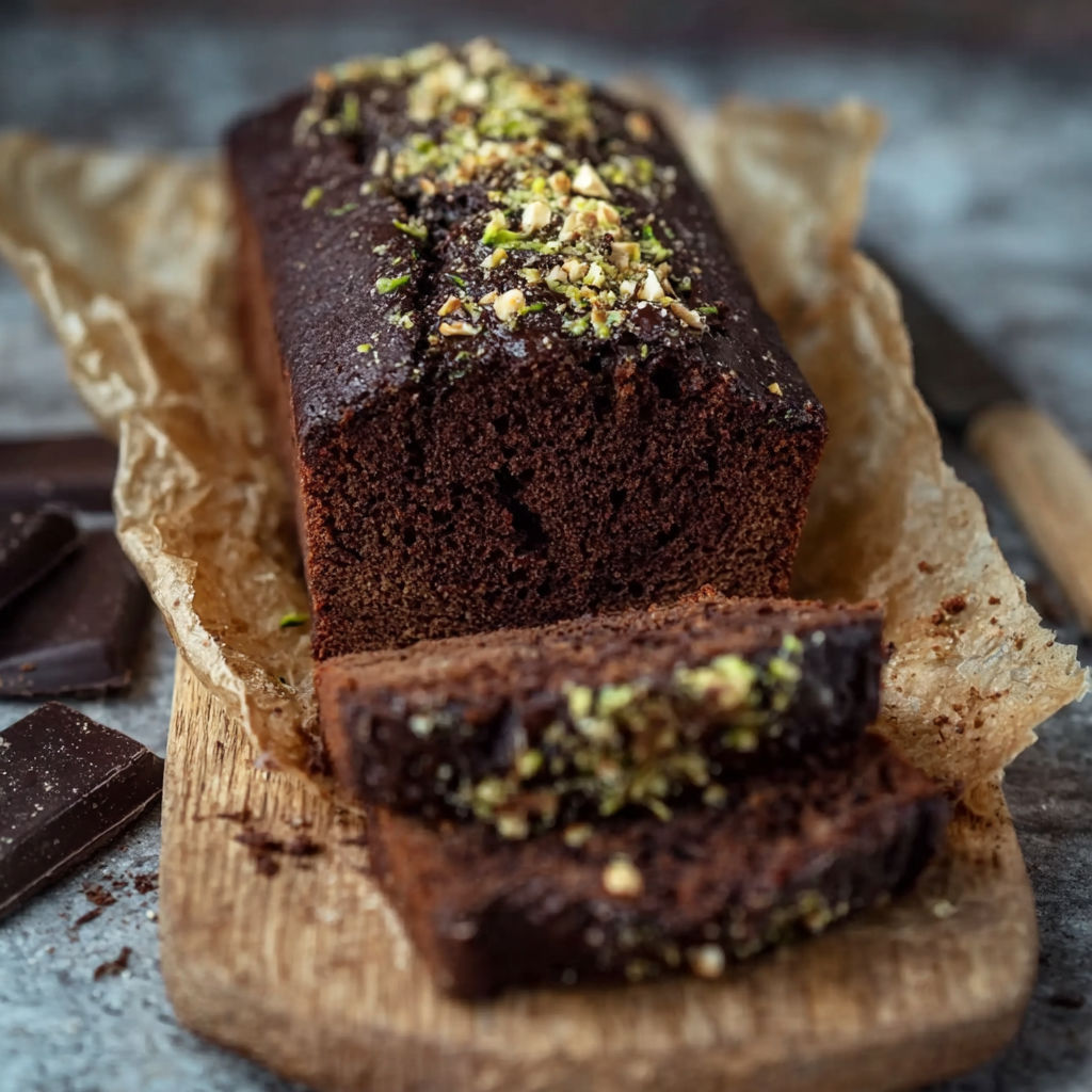 A slice of chocolate cake with almonds on top.