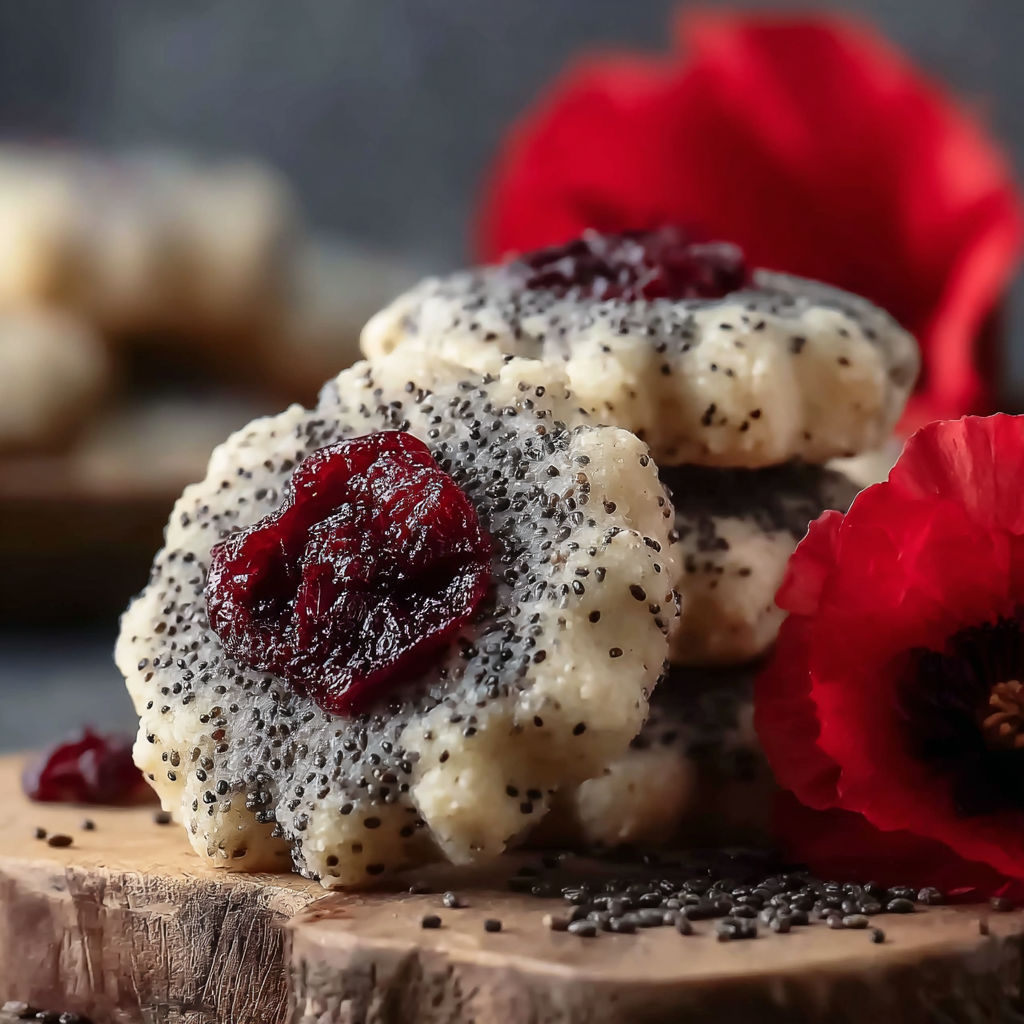 A plate of Mohn-Kirsch-Plätzchen.