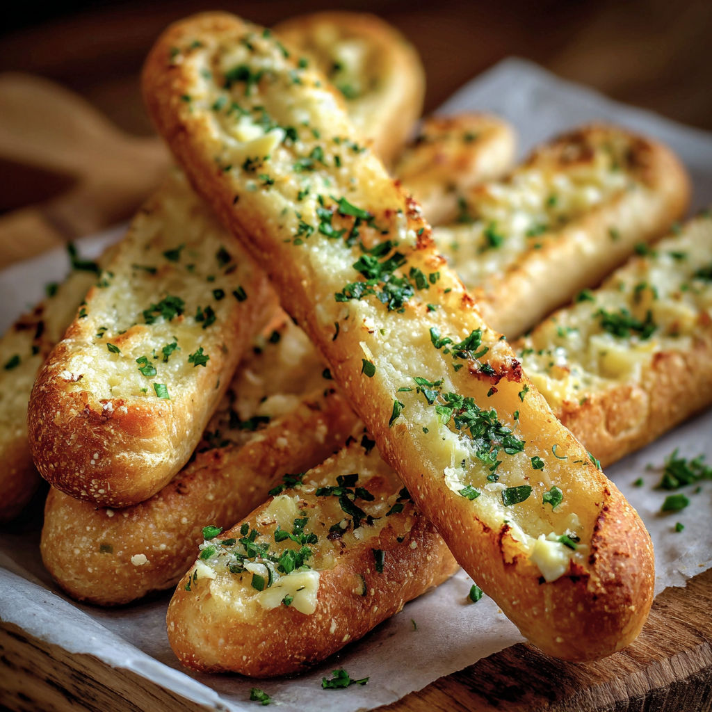 A plate of breadsticks with cheese on top.