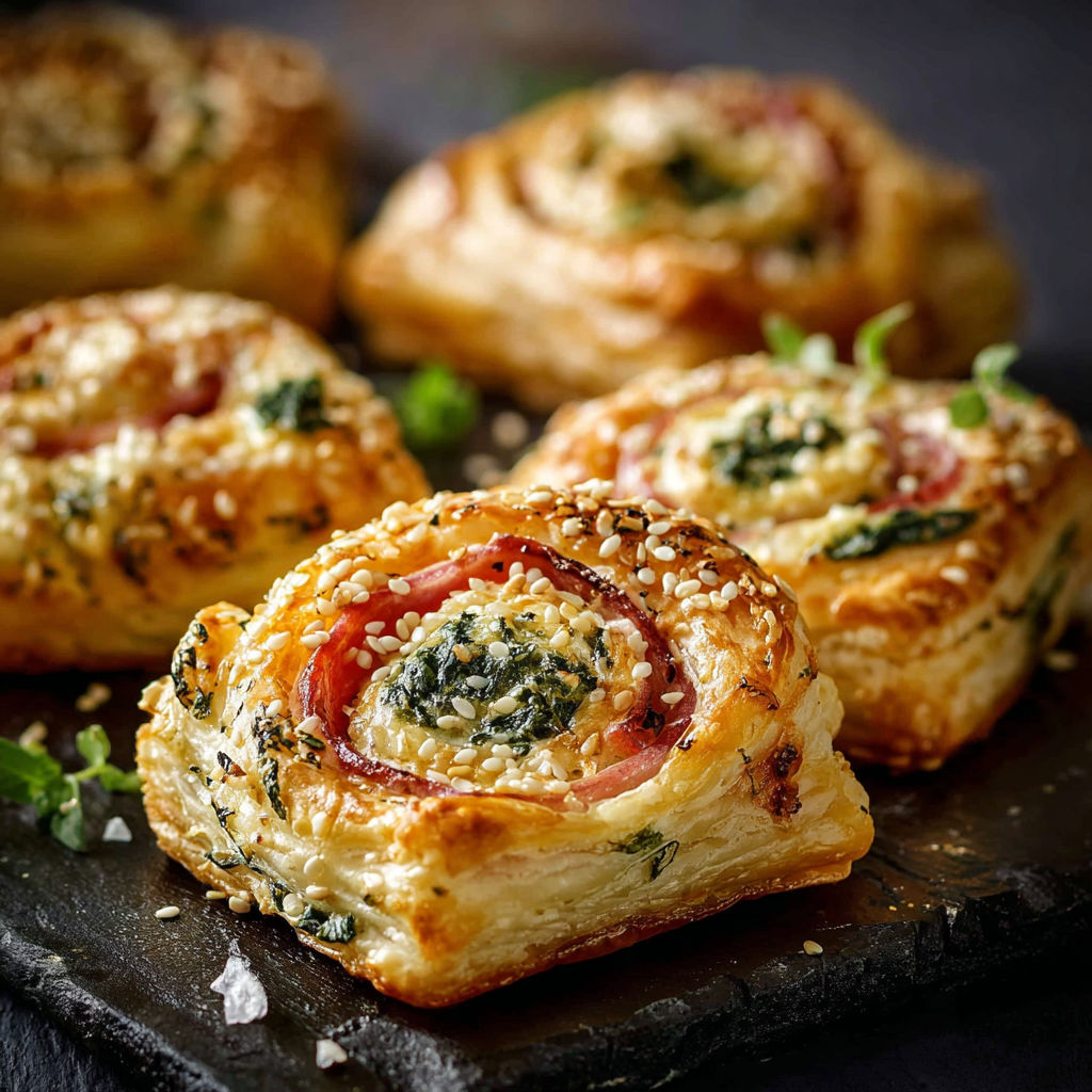 A plate of pastries with green toppings.