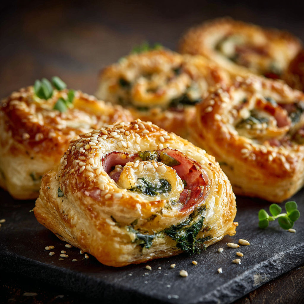 A plate of food with a pastry and a green vegetable.