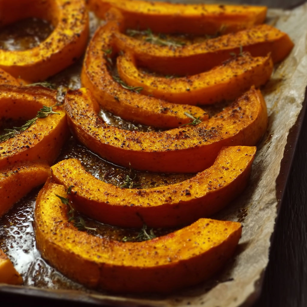 A tray of roasted squash.