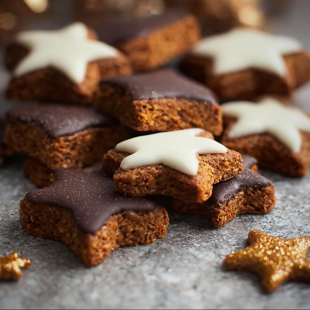 A pile of brown and white cookies.