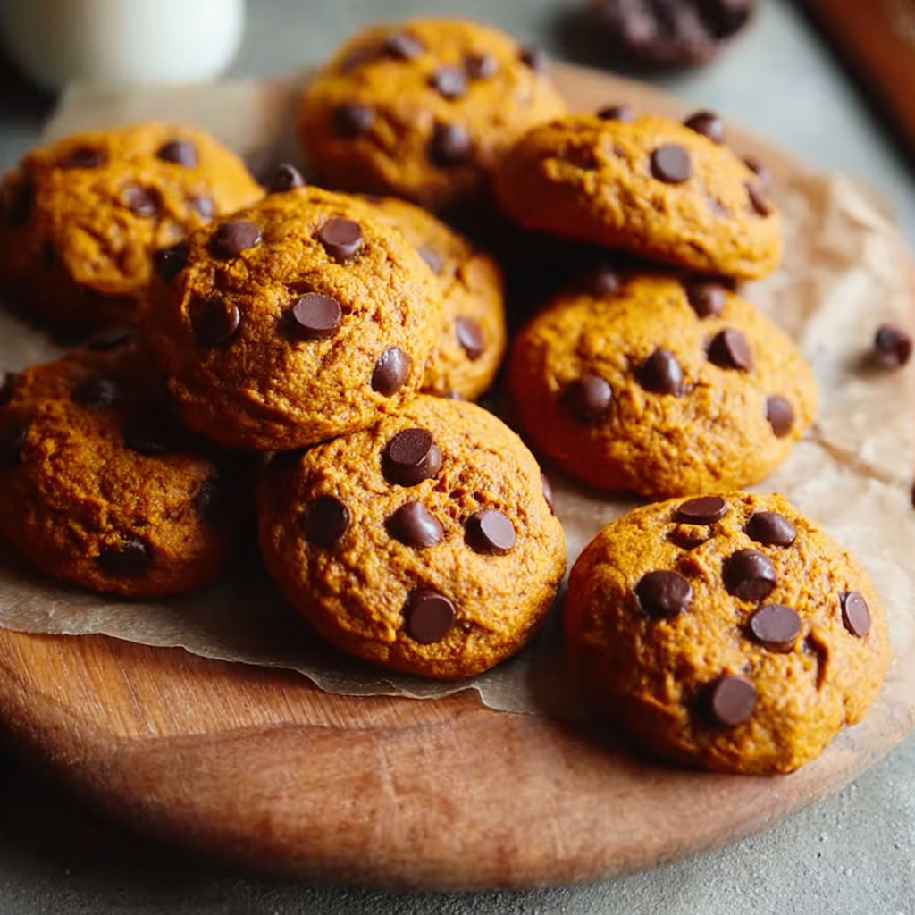 A plate of chocolate chip cookies.